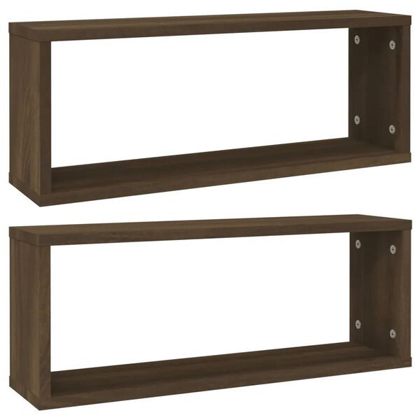Kockaste zidne police 2 kom smeđi hrast 60 x 15 x 23 cm drvene - Smeđi hrast 60 x 15 x 23 cm 2 1