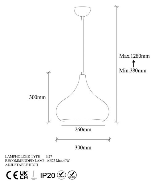 Viseća svjetiljka u bakrenoj boji s metalnim sjenilom ø 30 cm Muba – Opviq lights