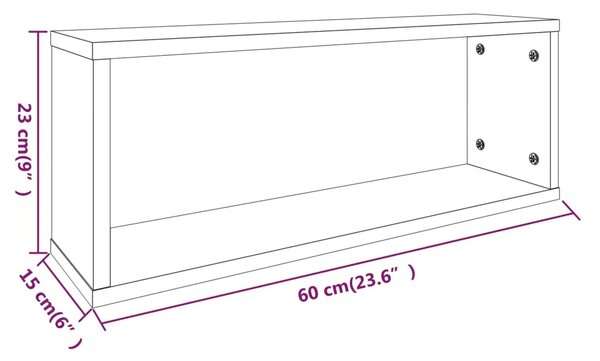 Kockaste zidne police 2 kom smeđi hrast 60 x 15 x 23 cm drvene - Smeđi hrast 60 x 15 x 23 cm 2 1
