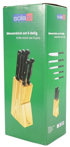 Set noževa SOLA KNIFE u drvenom bloku, 6 kom