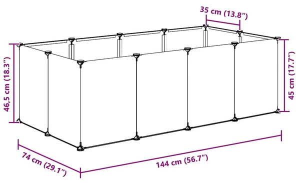 Kavez za male životinje prozirni 144 x 74 x 46 5 cm PP i čelik - Transparentan Transparentan