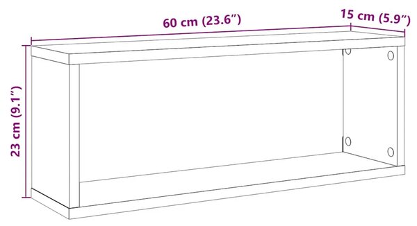 Kockaste zidne police 4 kom smeđi hrast 60 x 15 x 23 cm drvene - Smeđi hrast 60 x 15 x 23 cm 4 1