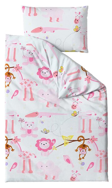Posteljina za dječji krevetić od Renforcé pamuka ZOO roze Dimenzije posteljine: 45 x 65 cm | 90 x 140 cm