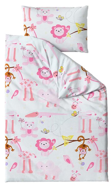 Posteljina za dječji krevetić od Renforcé pamuka ZOO roze Dimenzije posteljine: 45 x 65 cm | 90 x 140 cm