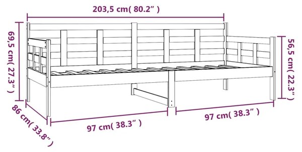 Dnevni ležaj bijeli 80 x 200 cm od masivne borovine - Bijela 80 x 200 cm Bijela 80 x 200 cm