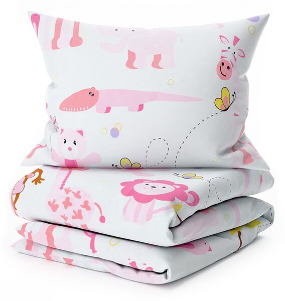 Posteljina za dječji krevetić od Renforcé pamuka ZOO roze Dimenzije posteljine: 45 x 65 cm | 90 x 140 cm
