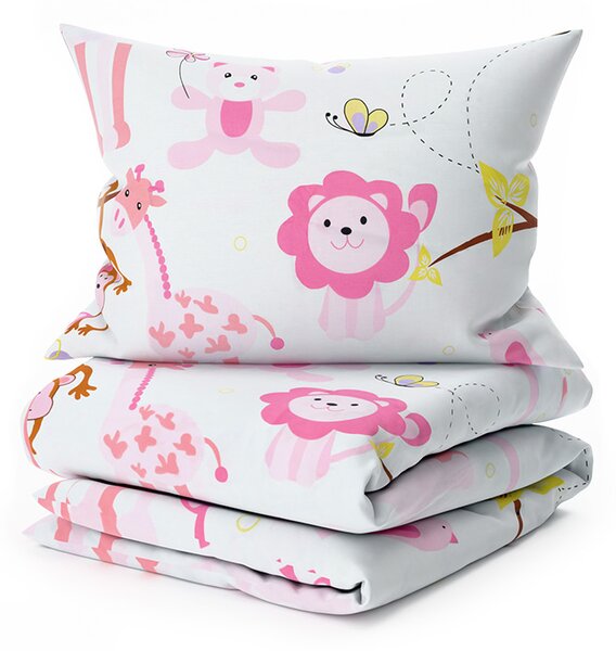 Posteljina za dječji krevetić od Renforcé pamuka ZOO roze Dimenzije posteljine: 45 x 65 cm | 90 x 140 cm