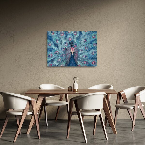 Staklena slika naslikanog pauna (70x50 cm)