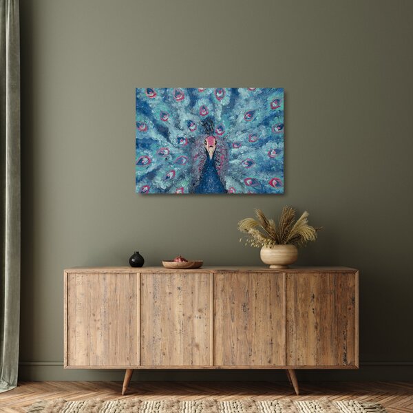 Staklena slika naslikanog pauna (70x50 cm)