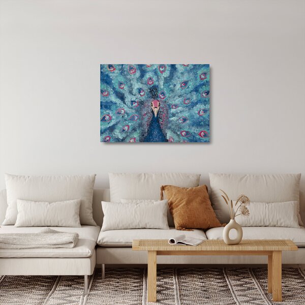 Staklena slika naslikanog pauna (70x50 cm)