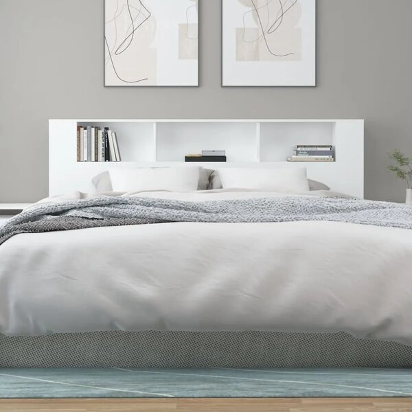 Uzglavlje s ormarićem bijelo 200 x 18 5 x 104 5 cm - Bijela 200 cm 1 Bijela