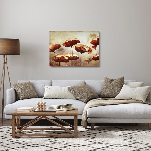 Staklena slika crvenog cvijeća (70x50 cm)
