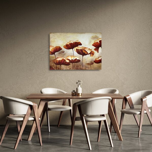 Staklena slika crvenog cvijeća (70x50 cm)