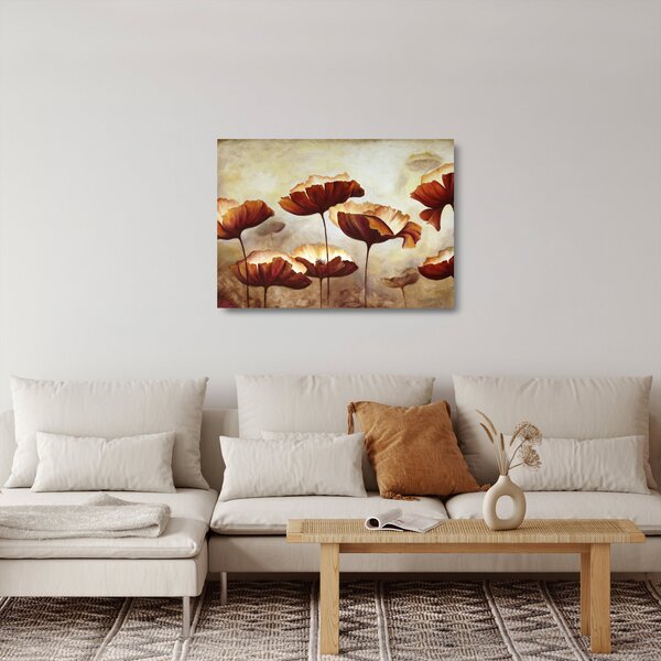 Staklena slika crvenog cvijeća (70x50 cm)