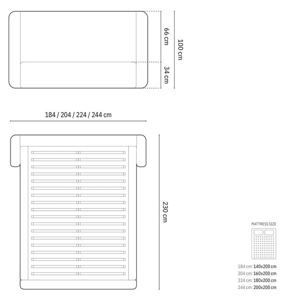 Krem tapecirani bračni krevet s prostorom za odlaganje s podnicom 200x200 cm Jason – Windsor & Co Sofas