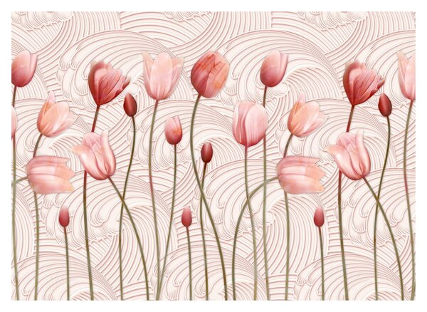 Staklena slika - Ružičasti tulipani (70x50 cm)
