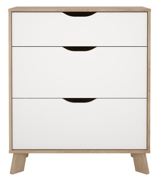 Bijela/u prirodnoj boji komoda u dekoru hrasta 79x92x40 cm Ikast – Tvilum