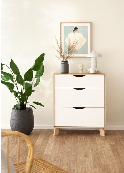 Bijela/u prirodnoj boji komoda u dekoru hrasta 79x92x40 cm Ikast – Tvilum