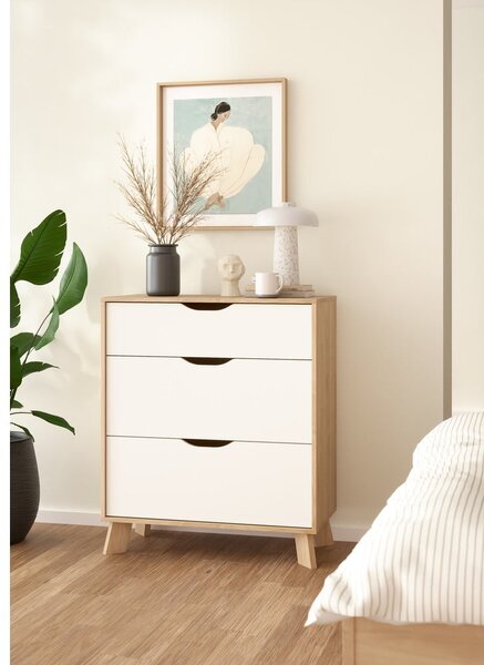 Bijela/u prirodnoj boji komoda u dekoru hrasta 79x92x40 cm Ikast – Tvilum