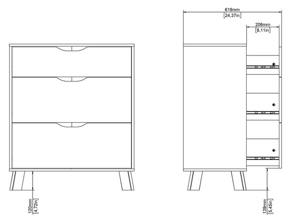 Bijela/u prirodnoj boji komoda u dekoru hrasta 79x92x40 cm Ikast – Tvilum