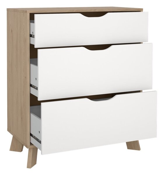 Bijela/u prirodnoj boji komoda u dekoru hrasta 79x92x40 cm Ikast – Tvilum