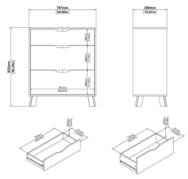 Bijela/u prirodnoj boji komoda u dekoru hrasta 79x92x40 cm Ikast – Tvilum