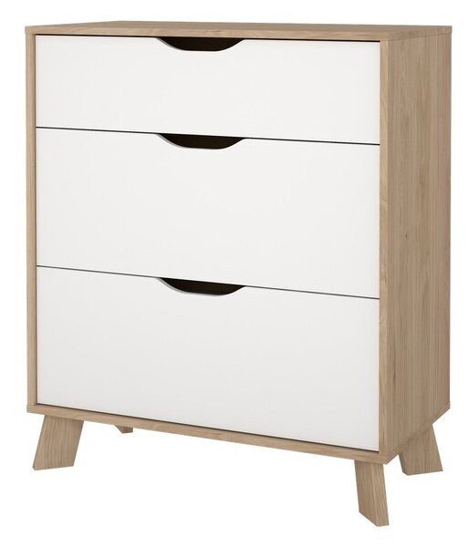 Bijela/u prirodnoj boji komoda u dekoru hrasta 79x92x40 cm Ikast – Tvilum