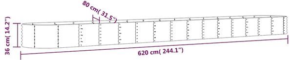 Povišena gredica - Vrtna gredica od pocinčanog čelika 620x80x36 cm antracit - Antracit 620 x 80 x 36 cm 1 Antracit