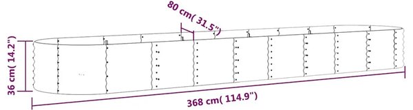 Povišena gredica - Vrtna gredica od pocinčanog čelika 368x80x36 cm antracit - Antracit 368 x 80 x 36 cm 1 Antracit
