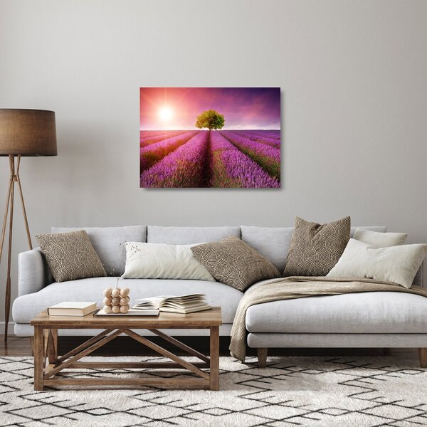 Staklena slika polja s lavandom (70x50 cm)