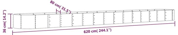 Povišena gredica - Vrtna gredica od pocinčanog čelika 620x80x36 cm sivi - Siva 620 x 80 x 36 cm 1 Siva