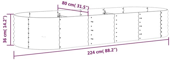 Povišena gredica - Vrtna gredica od pocinčanog čelika 224 x 80 x 36 cm sivi - Siva 224 x 80 x 36 cm 1 Siva