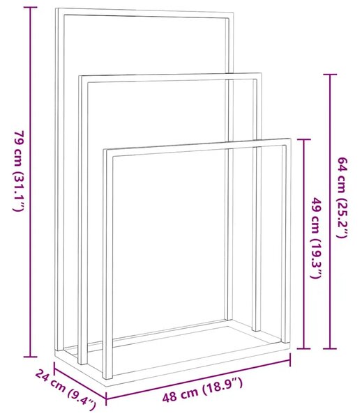 Samostojeći stalak za ručnike crni 48 x 24 x 79 cm željezni - Crna 48 x 24 x 79 cm Crna 48 x 24 x 79 cm
