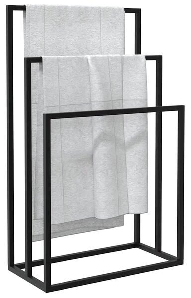 Samostojeći stalak za ručnike crni 48 x 24 x 79 cm željezni - Crna 48 x 24 x 79 cm Crna 48 x 24 x 79 cm
