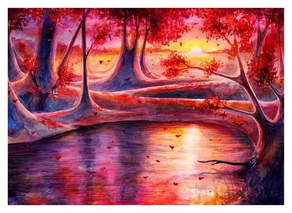 Staklena slika čarobne šume (70x50 cm)
