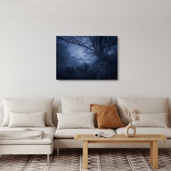 Staklena slika tamne šume (70x50 cm)