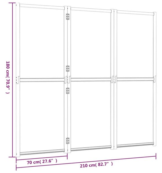 Paravan - Sobna pregrada s 3 panela krem bijela 210 x 180 cm - Krem bijela 210 x 180 cm 1 Krem bijela