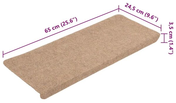 Ljepljivi tepisi za stepenice 15 kom 65x24 5x3 5 cm bež - Bež 65 x 24.5 x 3.5 cm 15 Bež