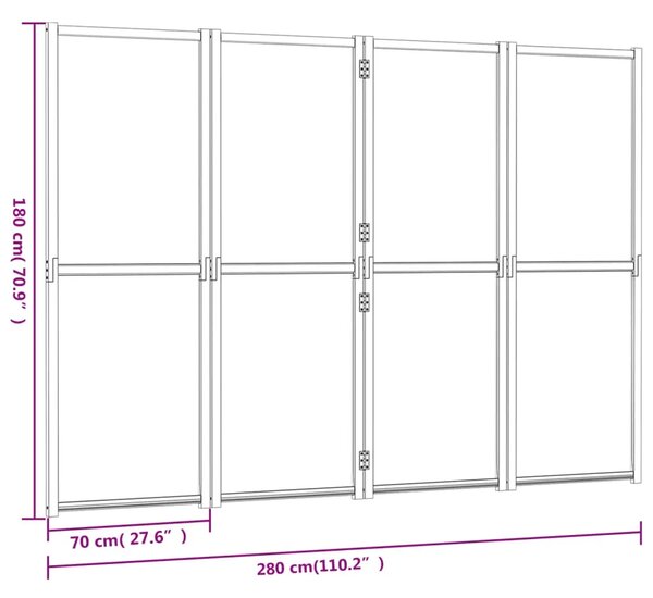 Paravan - Sobna pregrada s 4 panela krem bijela 280 x 180 cm - Krem bijela 280 x 180 cm 1 Krem bijela