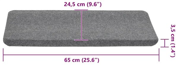 Ljepljivi tepisi za stepenice 15 kom 65x24 5x3 5 cm sivi - Siva 65 x 24.5 x 3.5 cm 15 Siva