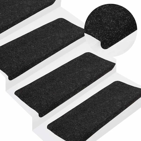 Ljepljivi tepisi za stepenice 15kom 65x24 5x3 5cm antracit - Antracit 65 x 24.5 x 3.5 cm 15 Antracit