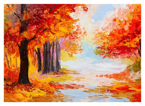 Staklena slika - Uljane boje, šarena jesen (70x50 cm)