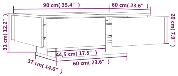 Stolić za kavu boja hrasta sonome 90x60x31 cm konstruirano drvo - Sivi hrast sonoma 90 x 60 x 31 cm 1 Sivi hrast sonoma