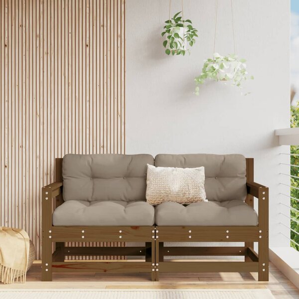 VidaXL Kutne vrtne sofe 2 kom smeđa boja meda od masivne borovine