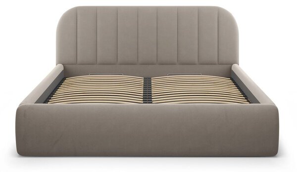 Svjetlo smeđi tapecirani bračni krevet s prostorom za odlaganje s podnicom 160x200 cm Juno – Windsor & Co Sofas