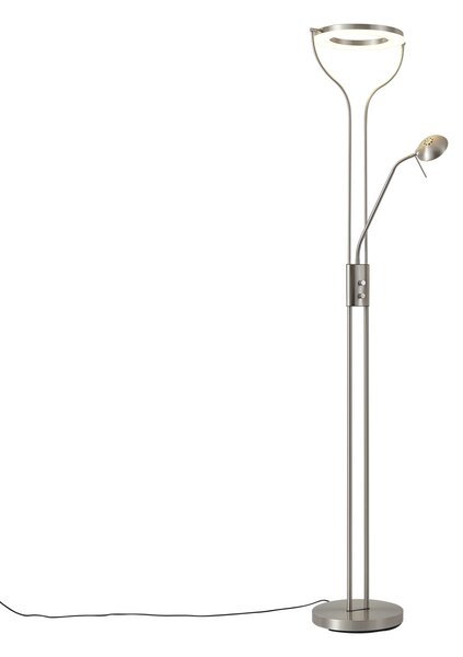 Moderna podna lampa od čelika s rukom za čitanje, uključujući LED i prigušivač - Divo