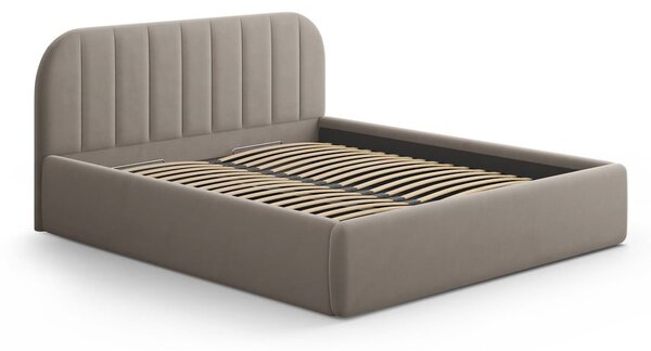 Svjetlo smeđi tapecirani bračni krevet s prostorom za odlaganje s podnicom 160x200 cm Juno – Windsor & Co Sofas