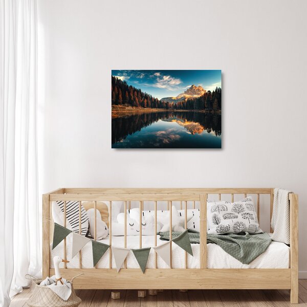 Staklena slika - Alpe, Italija, Dolomiti, Lago Antorno (70x50 cm)
