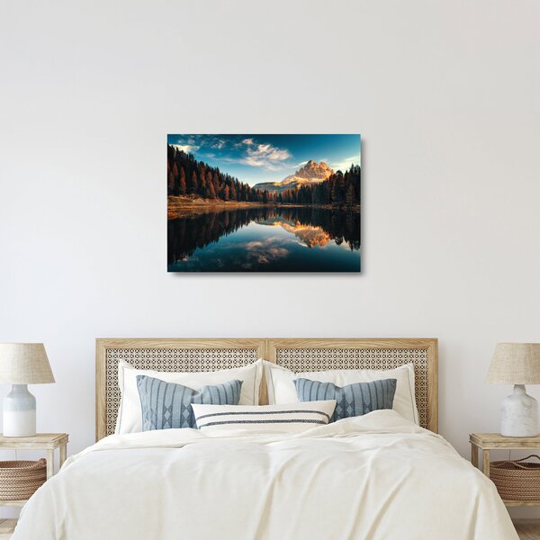 Staklena slika - Alpe, Italija, Dolomiti, Lago Antorno (70x50 cm)