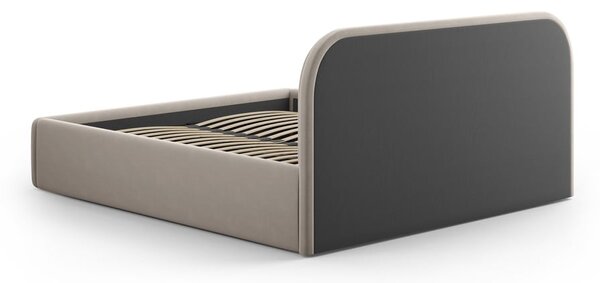 Svjetlo smeđi tapecirani bračni krevet s prostorom za odlaganje s podnicom 160x200 cm Juno – Windsor & Co Sofas